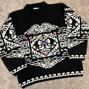 Vintage Jamie Scott High Neck Sweater‎ Geometric Women Size Large Heavyweight